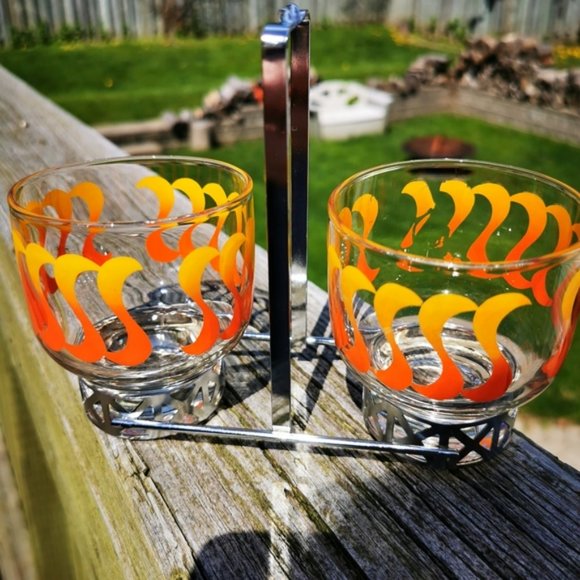 Vintage Condiment Caddy Orange & Yellow Design - Picture 3 of 15